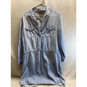 GLORIA VANDERBILD Women M Medium Jean Denim Knee Length Tie Waist  DRESS Shirt